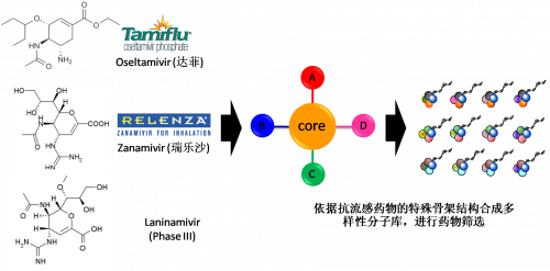 图2：以现有抗流感药物的结构为基。卸嘌砸┪锓肿涌獾暮铣。