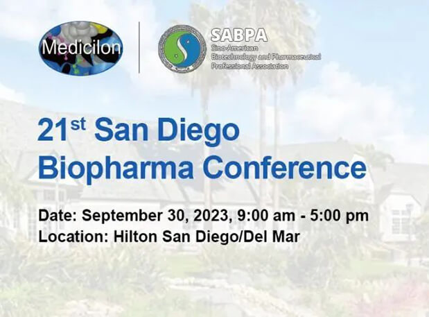 9月30日，HJC黄金城平台陈春麟博士将出席第21届圣地亚哥生物制药大会